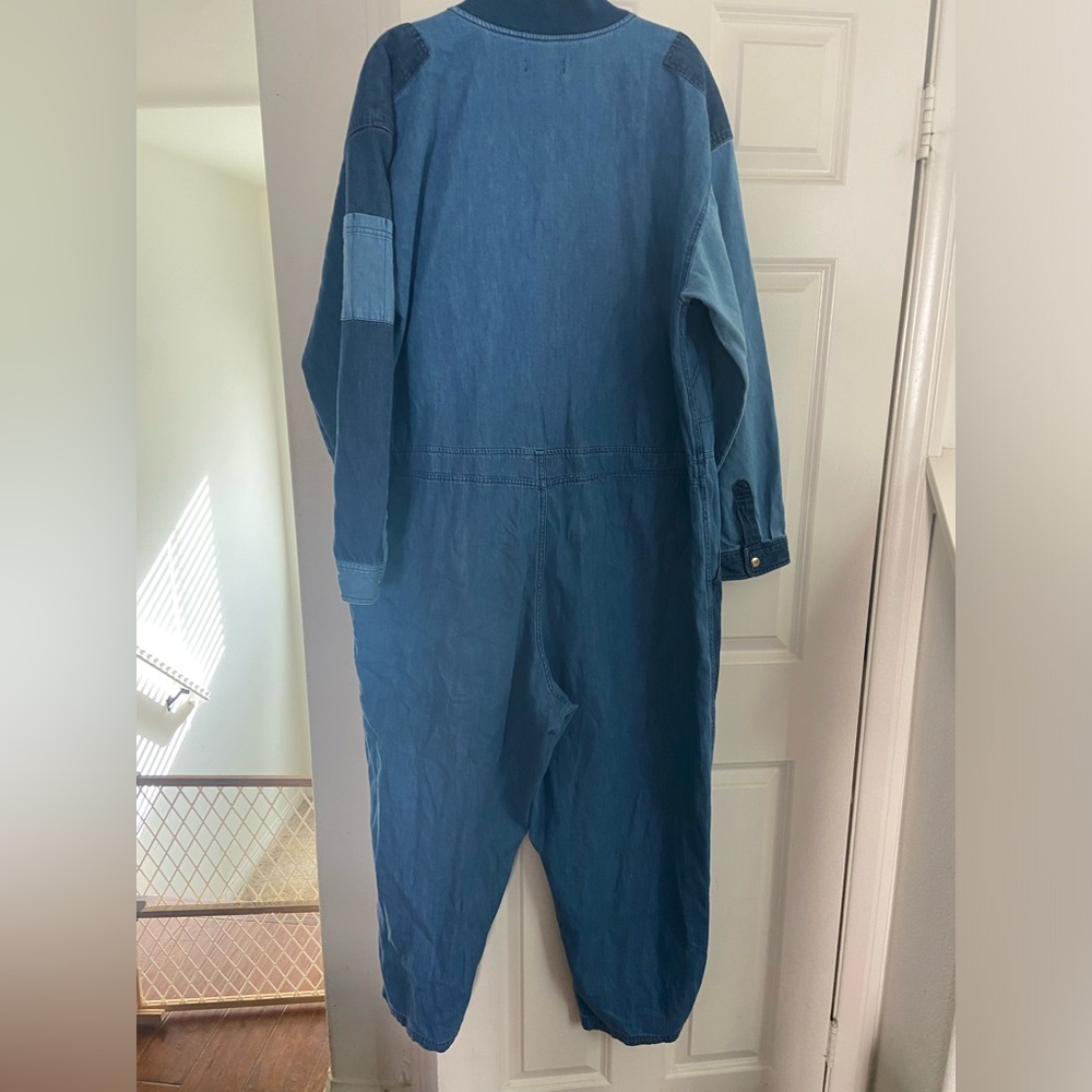 Blue Patchwork Denim Jumpsuit - image 2